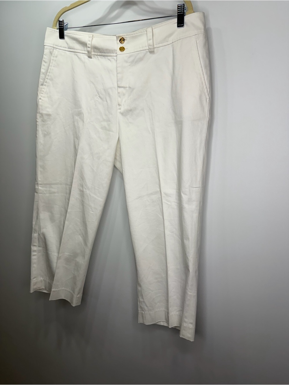 Chaps White Cotton Cropped Wide Leg Capri Pants Size 14 - Picture 3 of 9